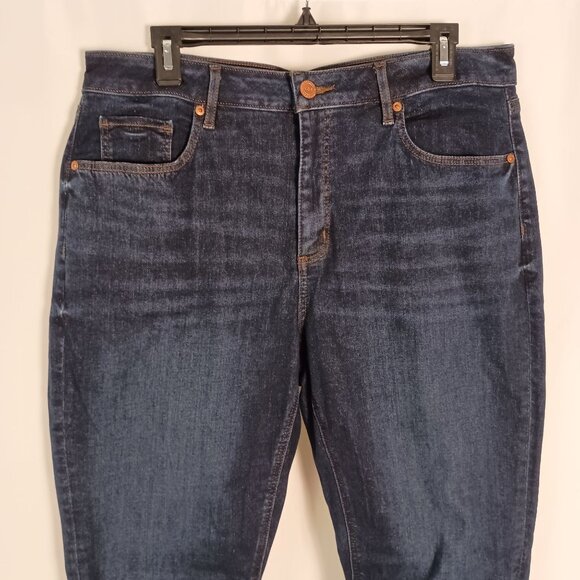 Ann Taylor LOFT Curvy Skinny Crop Jeans Stretch Size 14/32 Black Denim - Picture 5 of 8